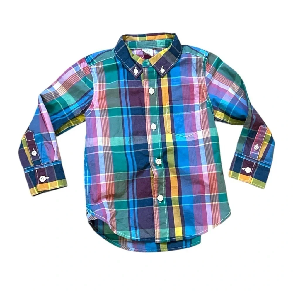 GAP Blue and Green Button Down Shirt Casual
